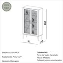 Ver imagem 5 de Cristaleira Madrid 91cm com 2 Portas de Vidro Canelado e 4 Prateleiras Carvalho Rosé Dalla Costa