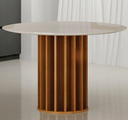Ver imagem 1 de Mesa Flora Redonda Tampo Off com Vidro 1,08m Leifer