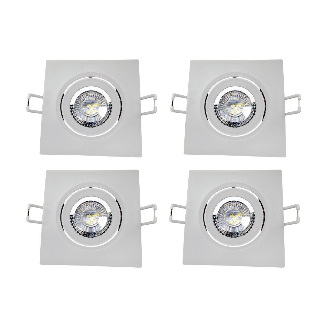 Kit 4 Spot Led 5w 6500k Quadrado Branco Frio Bivolt Avant