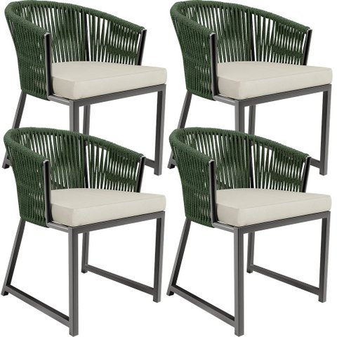 Kit 04 Cadeiras Decorativas para Área Gourmet Cozinha Corda Náutica Bethari D04 Verde - Lyam Decor