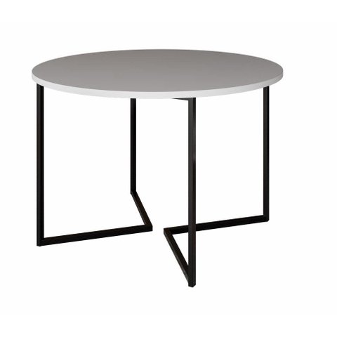 Mesa de Jantar Industrial Base De Ferro Preto em V Tampo 110 Branco