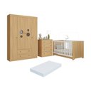 Ver imagem 1 de Quarto de Bebê Completo Berço Americano 3 em 1 Colchão Pirulito Multimóveis Mp4633 Madeirado