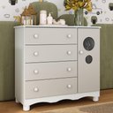 Ver imagem 1 de Cômoda Infantil 95cm 1 Porta com Vidro e 4 Gavetas Suspiro Multimóveis Mp4459 Branco/off White
