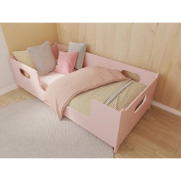 Mini Cama Encanto Infantil Montessoriana Grade Proteção Quarto da Criança Meninas Princesa Cor Rosa - 4