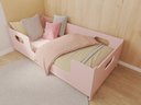 Ver imagem 4 de Mini Cama Encanto Infantil Montessoriana Grade Proteção Quarto da Criança Meninas Princesa Cor Rosa