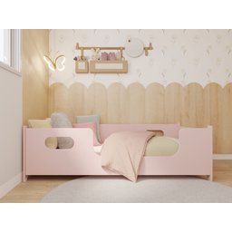 Mini Cama Encanto Infantil Montessoriana Grade Proteção Quarto da Criança Meninas Princesa Cor Rosa - 2