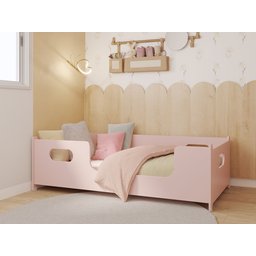 Mini Cama Encanto Infantil Montessoriana Grade Proteção Quarto da Criança Meninas Princesa Cor Rosa - 3