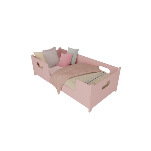 Mini Cama Encanto Infantil Montessoriana Grade Proteção Quarto da Criança Meninas Princesa Cor Rosa