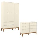Ver imagem 1 de Cômoda 6 Gavetas e Guarda Roupa Unique 3 Portas Off White Eco Wood - Matic