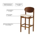 Ver imagem 3 de Conjunto 2 Banquetas Samba Jequitibá Nozes Madeira Maciça Estrutura Premium Corino Bege