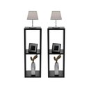 Ver imagem 2 de Conjunto Mesa de Cabeceira Pequena 20x20x60cm Diamante Preto Quarto Sala