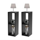 Ver imagem 1 de Conjunto Mesa de Cabeceira Pequena 20x20x60cm Diamante Preto Quarto Sala