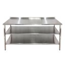 Ver imagem 2 de Mesa de Aço Inox Industrial 150x60x90 cm com 2 Prateleiras Plano Liso com Espelho Nortinox Stander