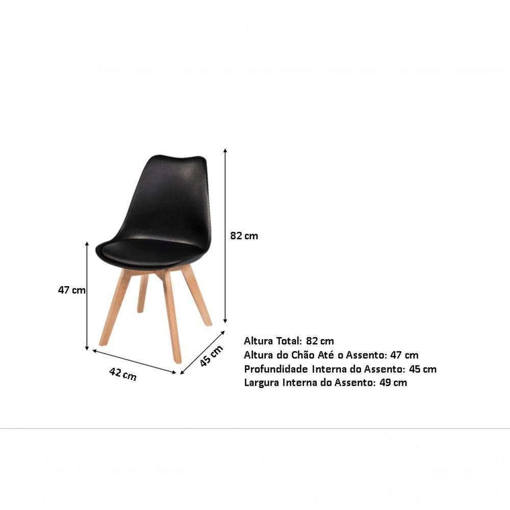 Kit 4 Cadeiras Charles Eames Leda Luisa Saarinen Design Wood Estofada Base Madeira - Preta - 4