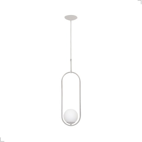 Luminária de Teto Pendente Pêndulo Branco com Globo de Vidro Leitoso 1xg9 Bivolt