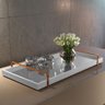 Bandeja Decorativa Espelhada Alça Cobre Larflex Branca - 1