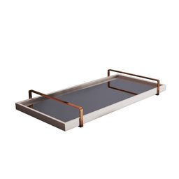 Bandeja Decorativa Espelhada Alça Cobre Larflex Branca - 2