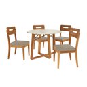 Ver imagem 2 de Conjunto Sala de Jantar Elma Premium Madeira Maciça C/ Tampo Madeirado C/ Vidro 105x105cm e 4