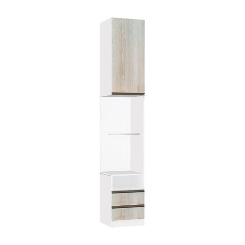 Mesa de Cabeceira Direito Branco com 1 Porta 2 Gavetas Legno Crema Prime Plus Luciane Móveis