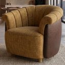 Ver imagem 2 de Poltrona Decorativa Alce Pes Madeira Linho Color Trend e Courino Tca 219 Tcs 721 Moll