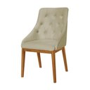 Ver imagem 2 de Kit 2 Cadeiras de Jantar Luxo Estofada Elisa Anatômica Capitonê Veludo Bege Base Madeira Maciça