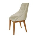 Ver imagem 4 de Kit 2 Cadeiras de Jantar Luxo Estofada Elisa Anatômica Capitonê Veludo Bege Base Madeira Maciça