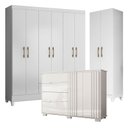 Ver imagem 1 de Guarda Roupa Casal Panamá com Cômoda Texas e Armário Multiuso New Íris Branco Brilho– Moval