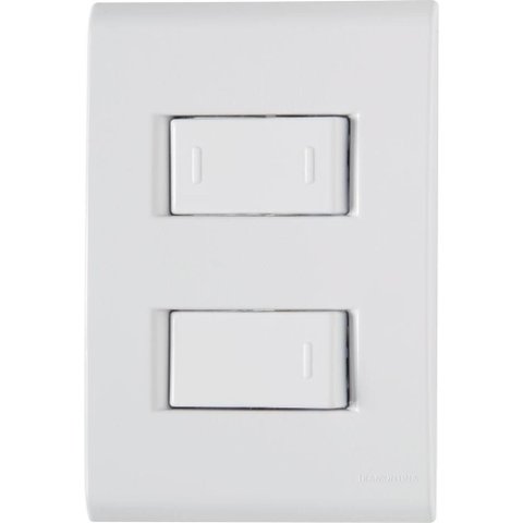 Conjunto 4x2 com 1 Interruptor Simples 10 a 250 V e 1 Interruptor Paralelo 10 a 250 V Tramontina Liz
