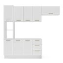 Ver imagem 3 de Cozinha Amara 4 Peças 240x224,5cm Armários Aéreos Paneleiro Balcão Rodapé Branco 250084