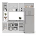 Ver imagem 4 de Cozinha Amara 4 Peças 240x224,5cm Armários Aéreos Paneleiro Balcão Rodapé Branco 250084