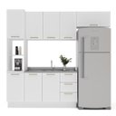 Ver imagem 2 de Cozinha Amara 4 Peças 240x224,5cm Armários Aéreos Paneleiro Balcão Rodapé Branco 250084