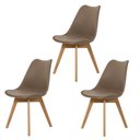 Ver imagem 1 de Kit 3 Cadeiras para Jantar Cozinha Saarinen Leda Design Wood Base Madeira Nude