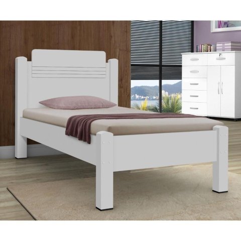 Cama Solteiro com Cabeceira Nexus MDF-MDP Branco 93cm 204cm Casah