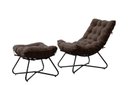 Ver imagem 1 de Poltrona Costela Luxo com Puff Eva Metal Preto Veludo Marrom