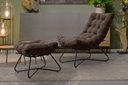 Ver imagem 2 de Poltrona Costela Luxo com Puff Eva Metal Preto Veludo Marrom