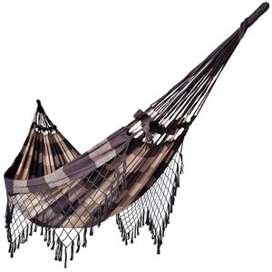 Rede de Dormir Casal Balanço de Algodão Reforçada 3,80m x 1,50m Varias Cores:Caramelo com marrom xad