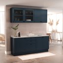 Ver imagem 4 de Cozinha Compacta Modulada 7 Portas 3 Gavetas 100% MDF 2 Tampos Sevilha Azul/Órion