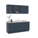 Ver imagem 2 de Cozinha Compacta Modulada 7 Portas 3 Gavetas 100% MDF 2 Tampos Sevilha Azul/Órion