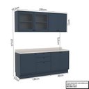 Ver imagem 3 de Cozinha Compacta Modulada 7 Portas 3 Gavetas 100% MDF 2 Tampos Sevilha Azul/Órion