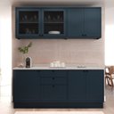 Ver imagem 1 de Cozinha Compacta Modulada 7 Portas 3 Gavetas 100% MDF 2 Tampos Sevilha Azul/Órion