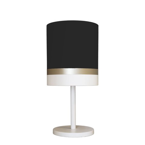 Abajur Faixas Bronze Base Branco Cúpula 20x43: Preto