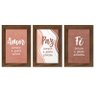 Kit 3 Quadros para Decoração Amor Fé Frases Sala Quarto - 1