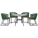 Ver imagem 1 de Mesa com 4 Cadeiras de Jantar Roma 100cm e Noronha em Aluminío Preto Corda Nautica Estofado 13 Trama
