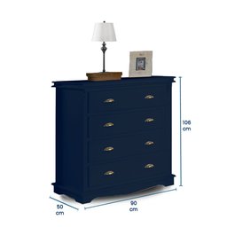 Cômoda 4 Gavetas Manchester 2043 Linz Móveis - Azul Petróleo - 4