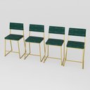 Ver imagem 2 de Kit 4 Banquetas Média Balcão Estofada com Encosto Dourada Suede Dubai