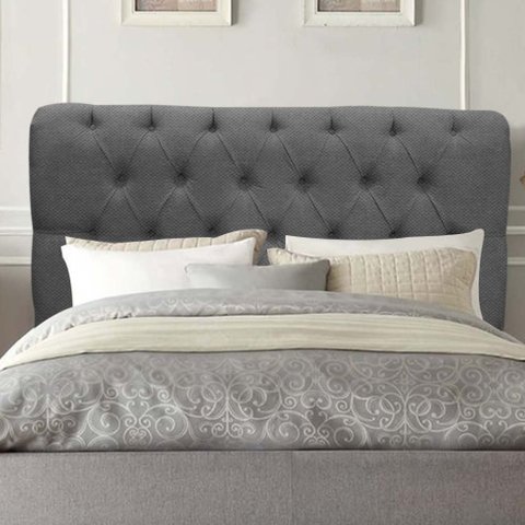 Cabeceira Estofada Queen 160CM Paris Linho Cinza - D A DECOR D&A Decor