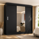 Ver imagem 1 de Guarda-Roupa Casal 3 Portas Correr com Espelho Real Yescasa Preto