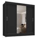 Ver imagem 2 de Guarda-Roupa Casal 3 Portas Correr com Espelho Real Yescasa Preto