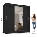 Ver imagem 3 de Guarda-Roupa Casal 3 Portas Correr com Espelho Real Yescasa Preto