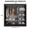 Ver imagem 7 de Guarda-Roupa Casal 3 Portas Correr com Espelho Real Yescasa Preto